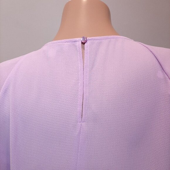 3/$20 Chenault Tie Front Blouse Womens XL Pink Short Sleeve Keyhole Tunic Top - Picture 7 of 13